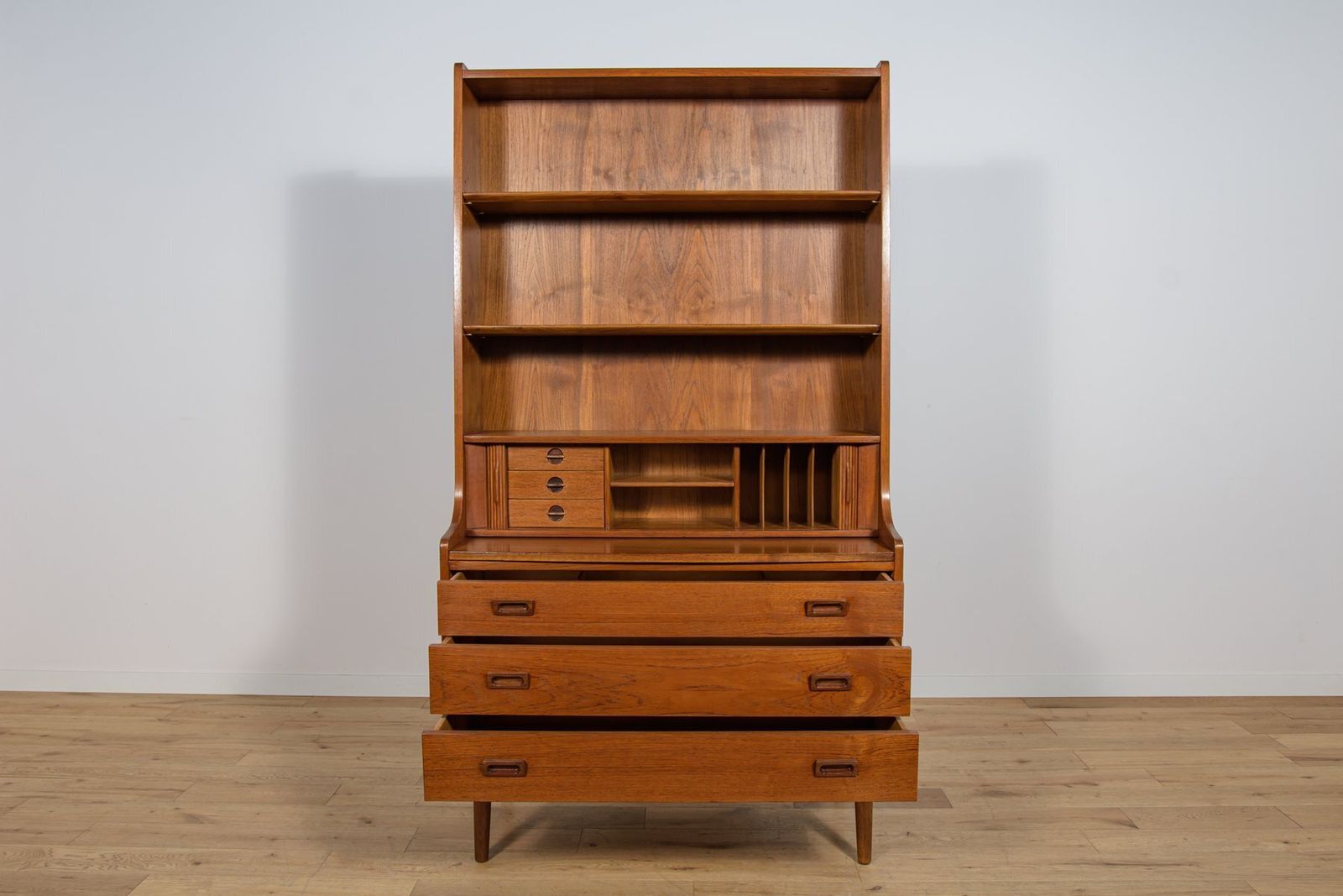 photo for sale Mid Century Teak Shelf By Johannes Sorth For Bornholm, Denmark, 1960s