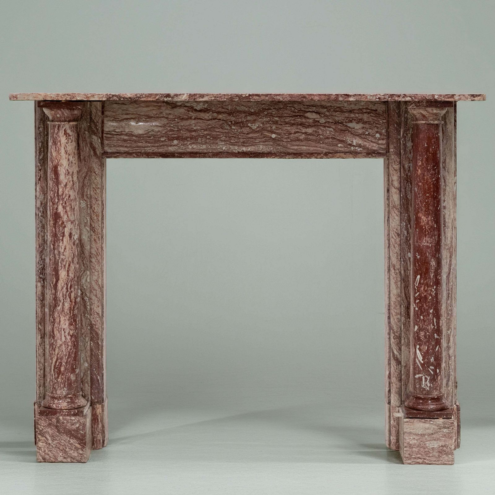 Antique Rojo Alicante Marble Fireplace Surround With Columns