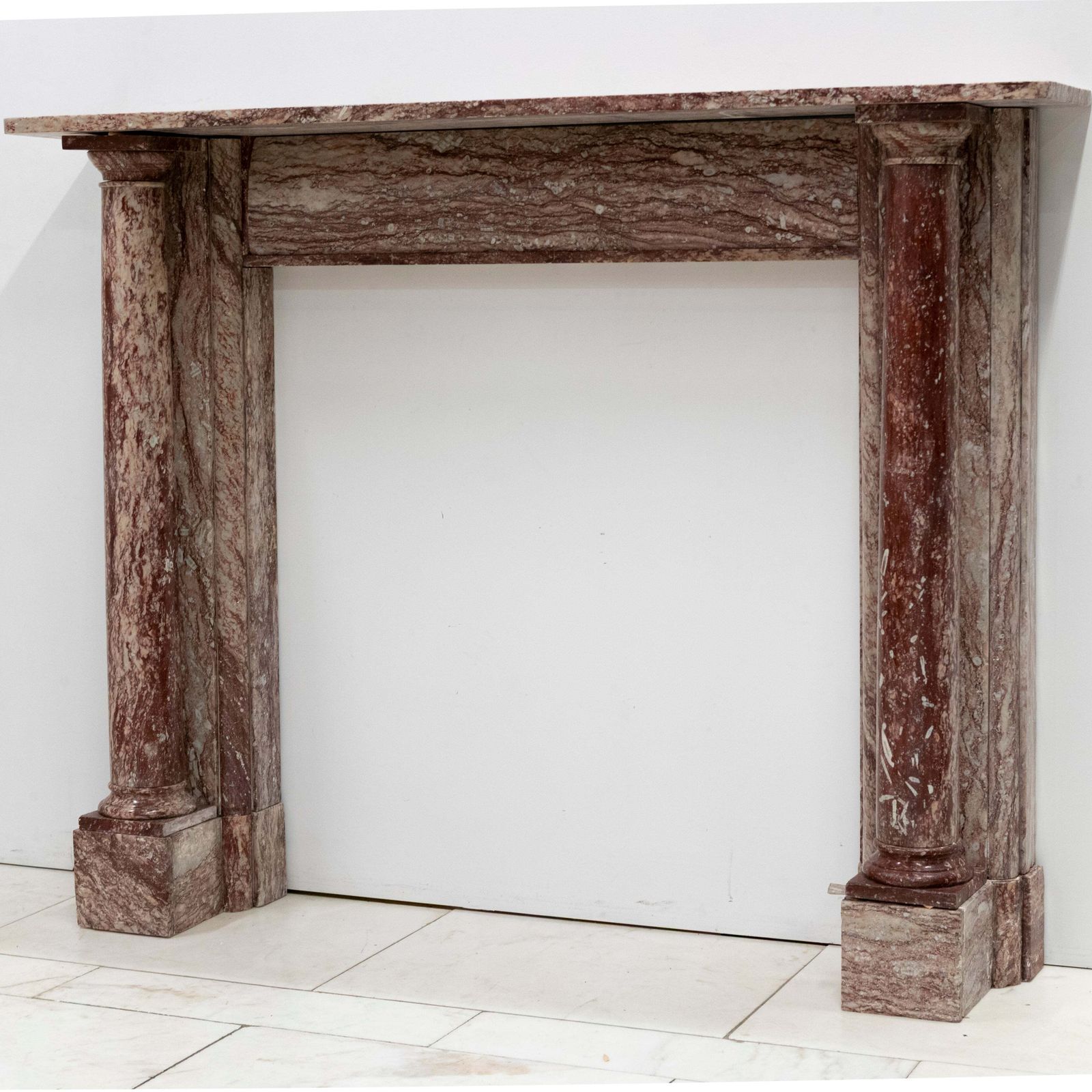 Antique Rojo Alicante Marble Fireplace Surround With Columns photo Home Fixtures