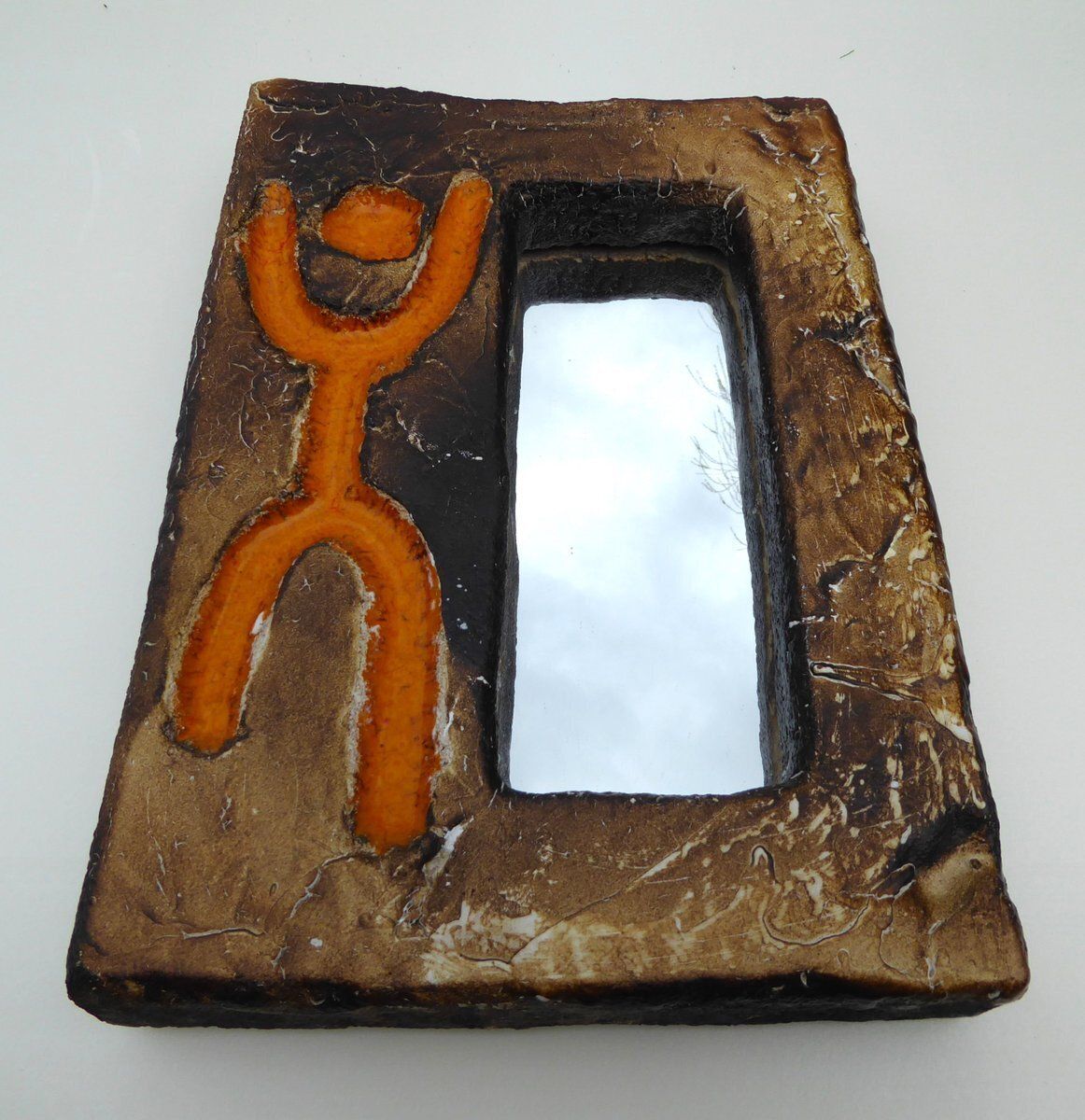 Mid Century French Ceramic Framed Mirror From Galerie Palissy Vallauris, 1950s photo for sale