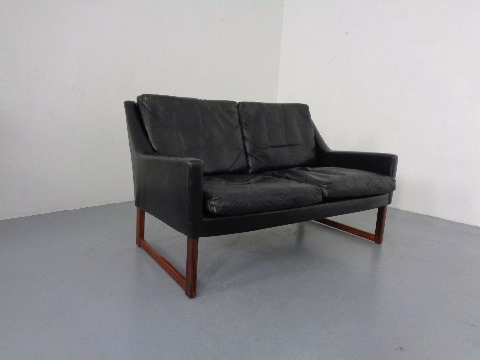 Mid Century Rosewood & Leather 2 Seater Sofa By Rudolf Glatzel For Kill International, 1960s photo furniture