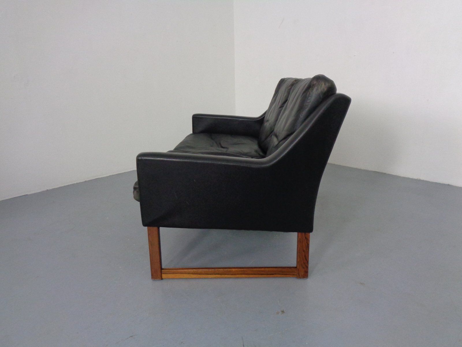 Mid Century Rosewood & Leather 2 Seater Sofa By Rudolf Glatzel For Kill International, 1960s photo vinterior