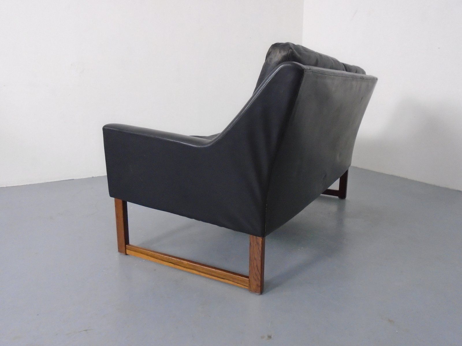 Mid Century Rosewood & Leather 2 Seater Sofa By Rudolf Glatzel For Kill International, 1960s photo buy