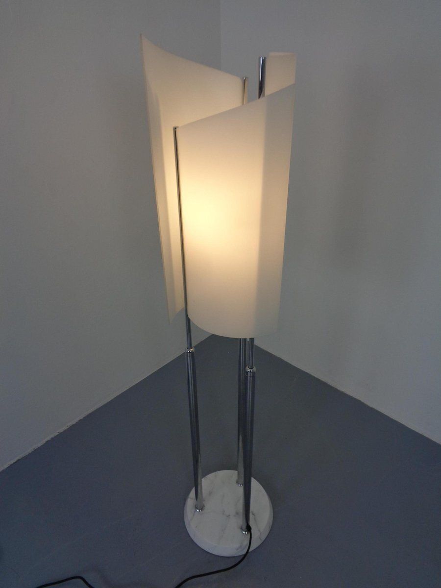 Arianna Floor Lamp In Marble And Handblown Glass By Bruno Gecchelin For Oluce, Italy, 1970s photo buy