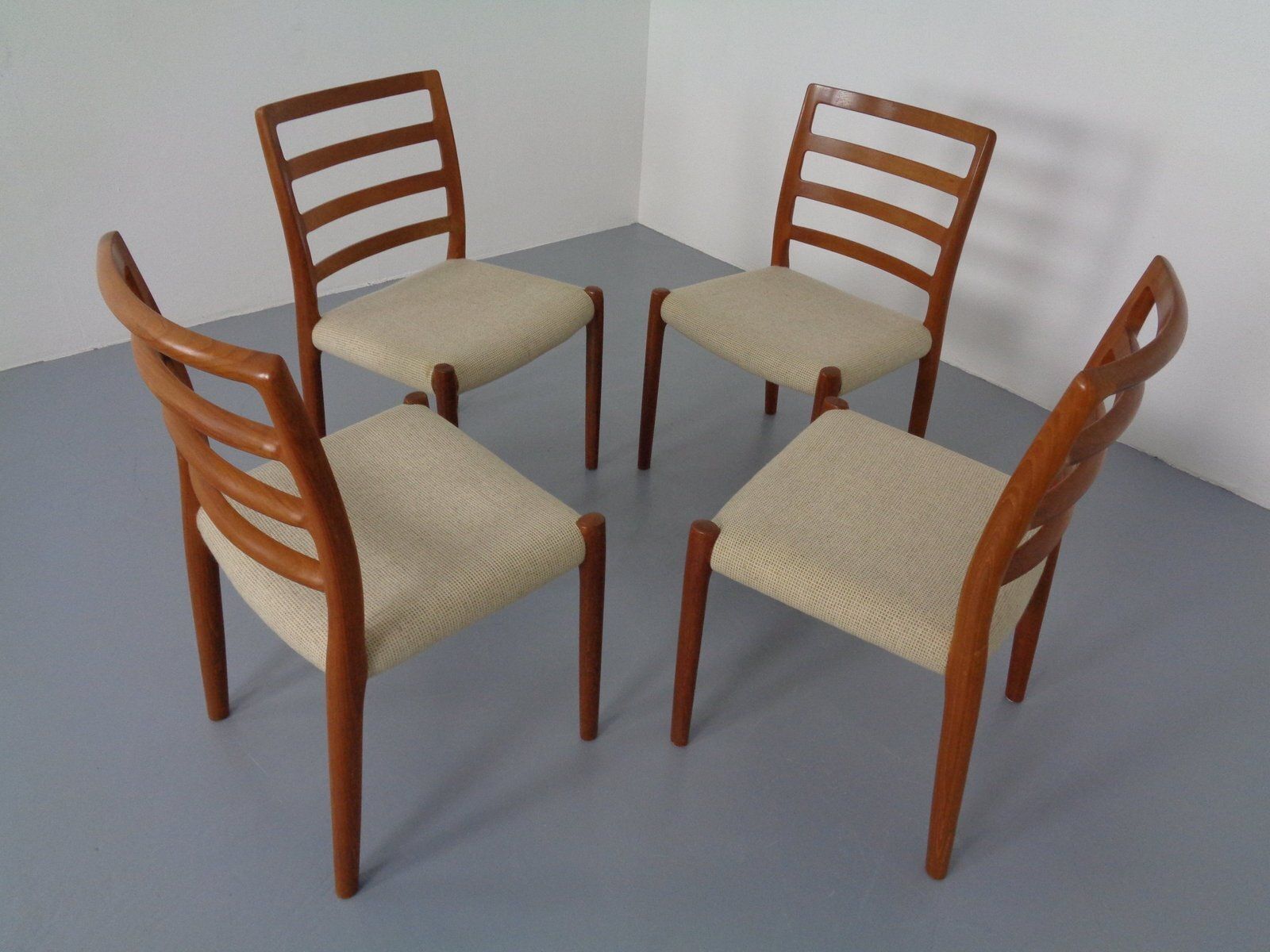 photo furniture Vintage Danish 85 Dining Chairs In Teak And Wool By Niels Otto Møller For J.L. Møllers, 1960s, Set Of 4