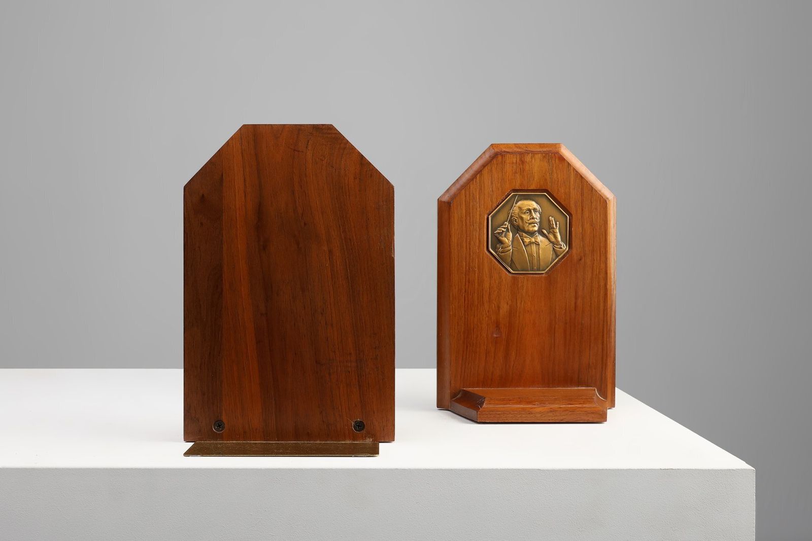 Art Deco French Bookends In Wood And Bronze, 1920s, Set Of 2 photo for sale