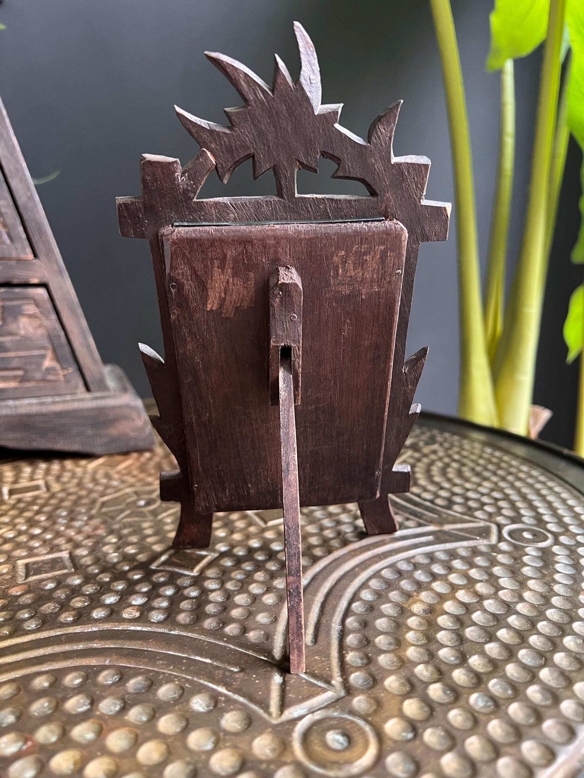 Tramp Art Picture Frame: Hand Carved Folk Art Wood, Swiss 1900s photo Home Decor