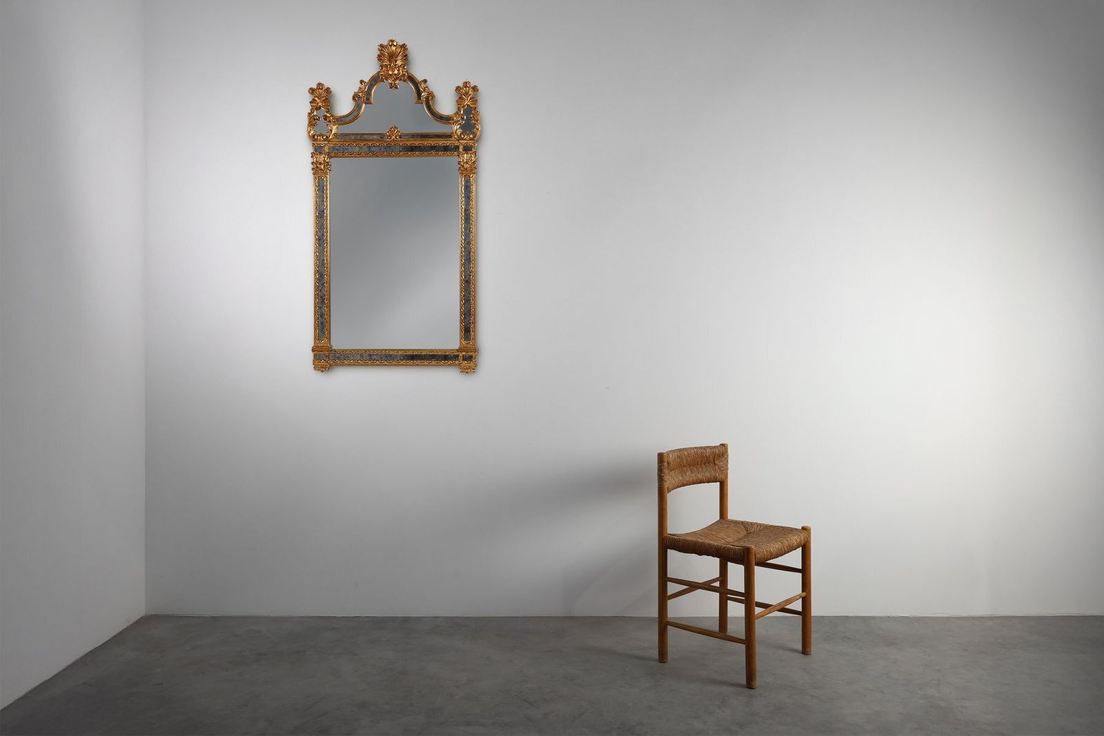 20th Century Belgian Rococo Venetian Mirror In Gilded Wood, 1980s photo for sale