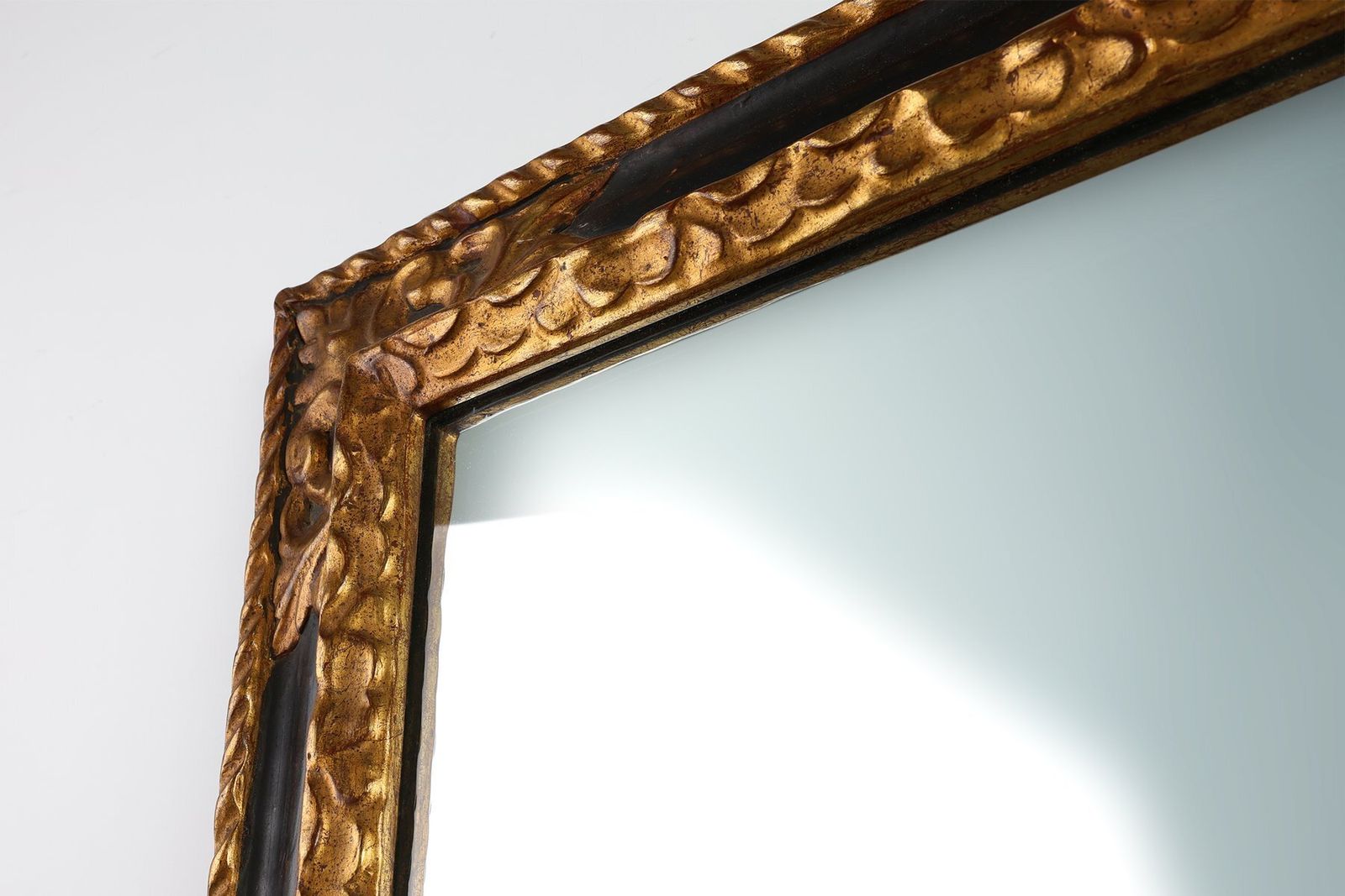 Carved Baroque Black And Giltwood Mirror, 1850s photo vinterior