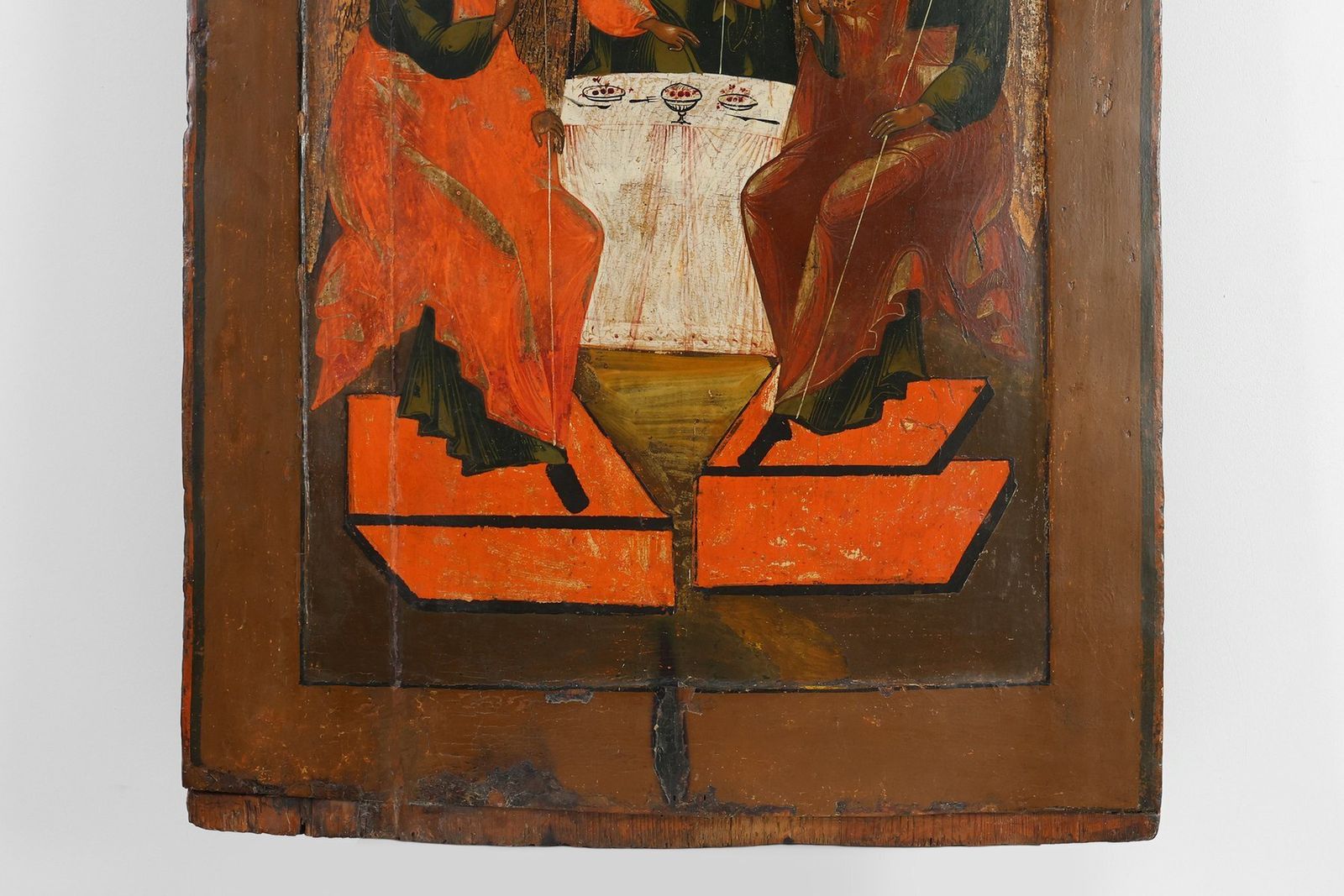 Religious Icon With The Holy Trinity, 18th Century, Painting On Wood photo vintage