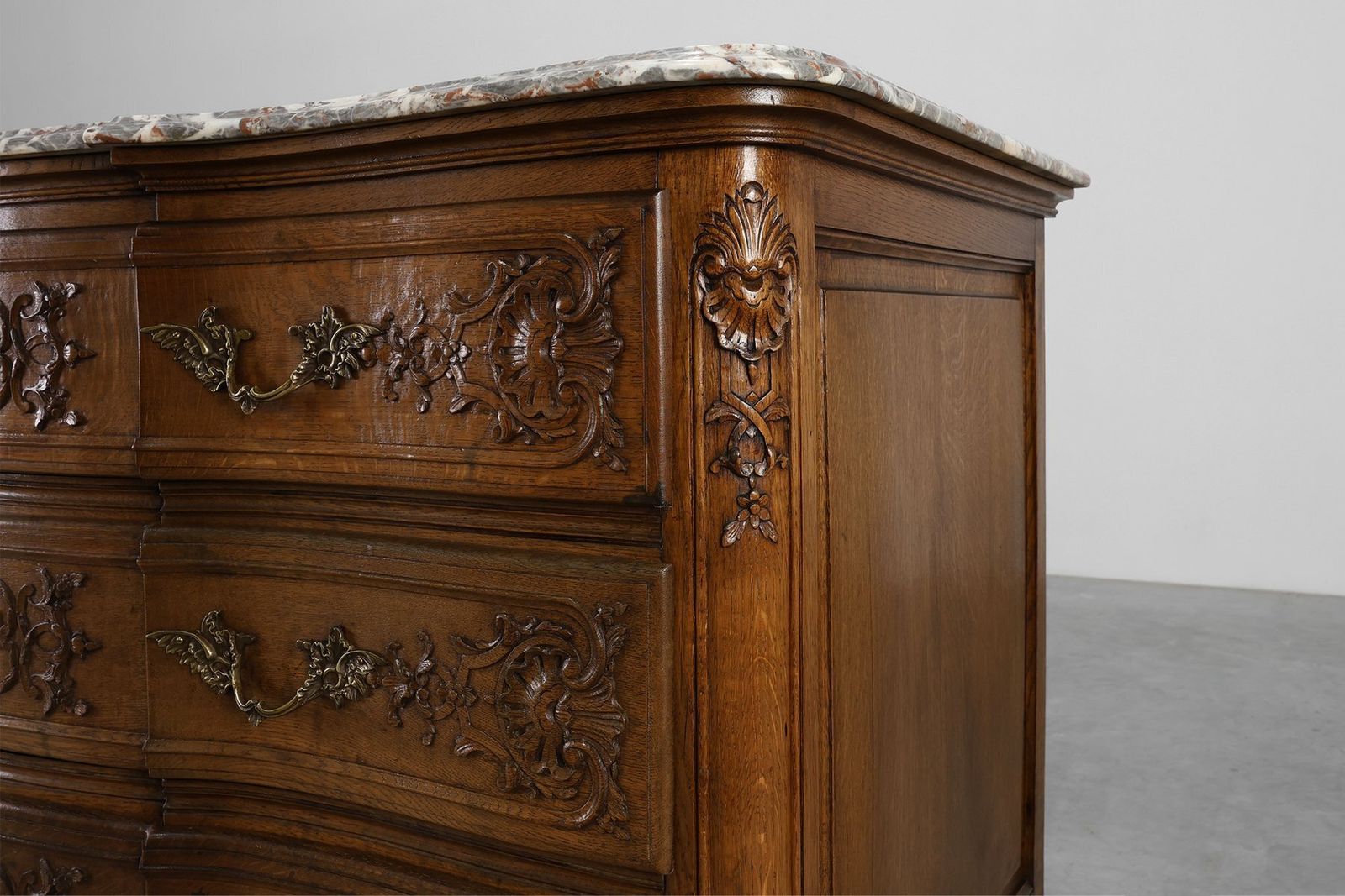 6245.0 18th Century Louis XV Oak And Marble Chest Of Drawers, France photo