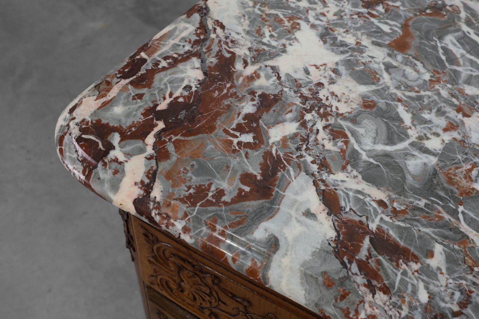 photo buy 18th Century Louis XV Oak And Marble Chest Of Drawers, France