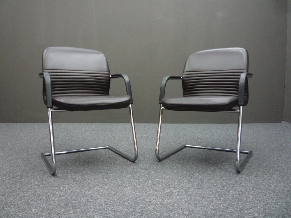 Set Of Leather Conference Chairs By Wilkhahn, 1980s