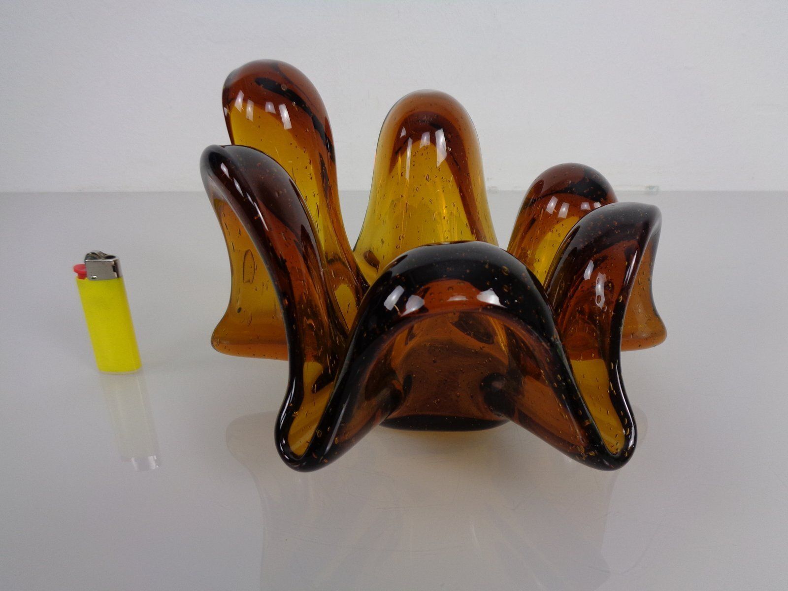 Large Murano Amber Glass Bowl, Italy, 1960s