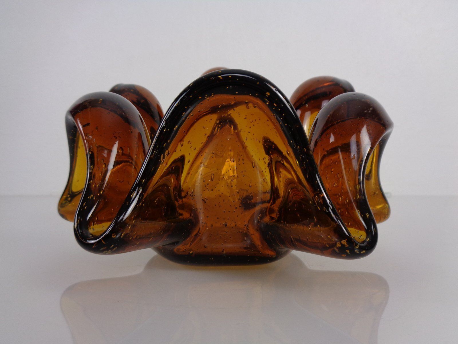 Large Murano Amber Glass Bowl, Italy, 1960s photo for sale