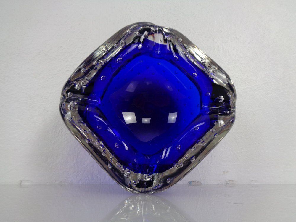 photo for sale Blue Sommerso Murano Glass Ashtray, Italy, 1960s