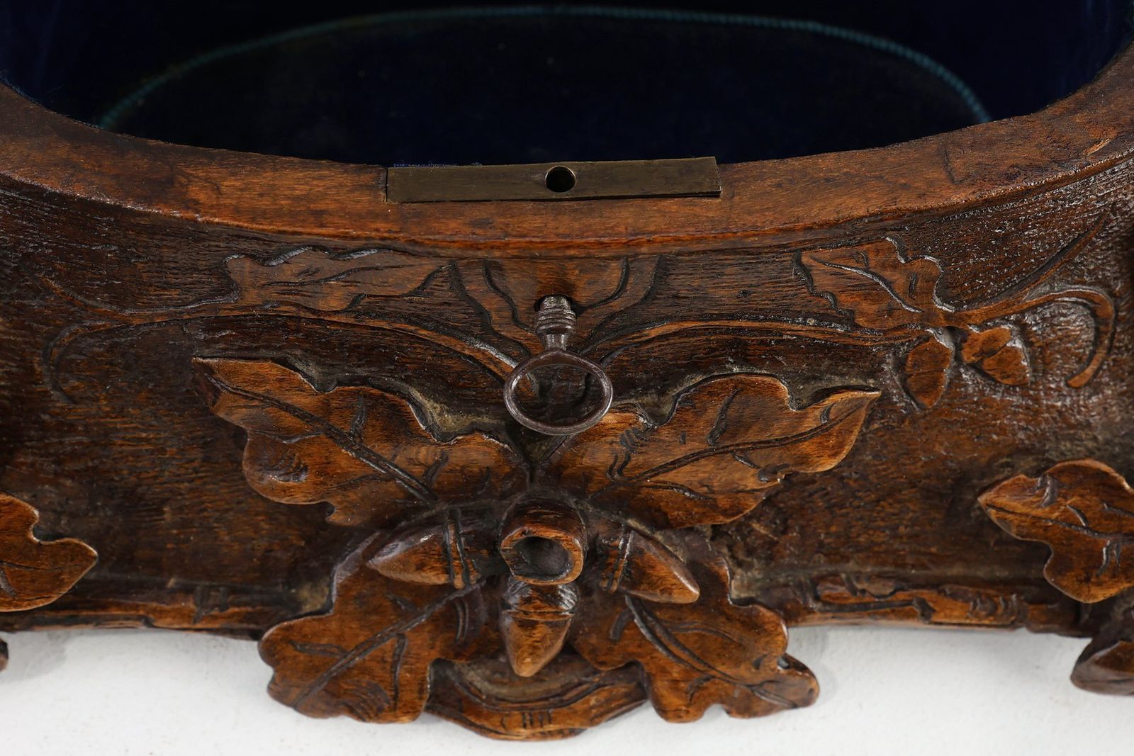 2083.0 Antique Swiss Black Forest Hand Carved Jewelry Box In Oak, 1800s photo
