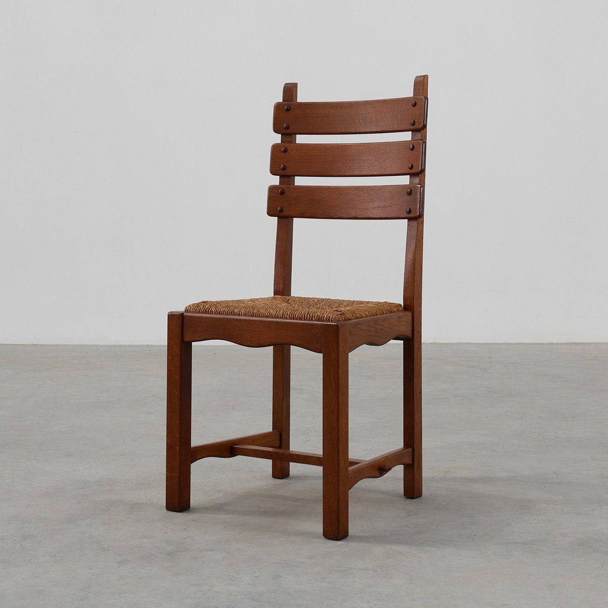 Mid Century Modern Brutalist Oak And Wicker Chair, 1960