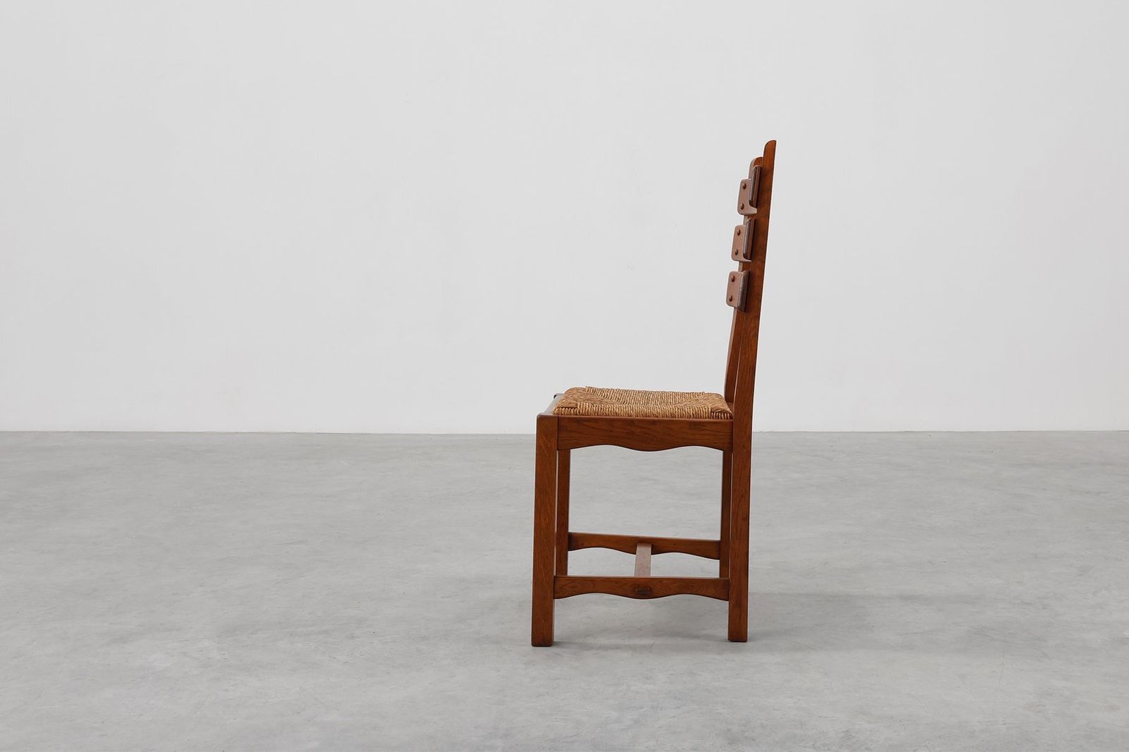 Mid Century Modern Brutalist Oak And Wicker Chair, 1960 photo for sale