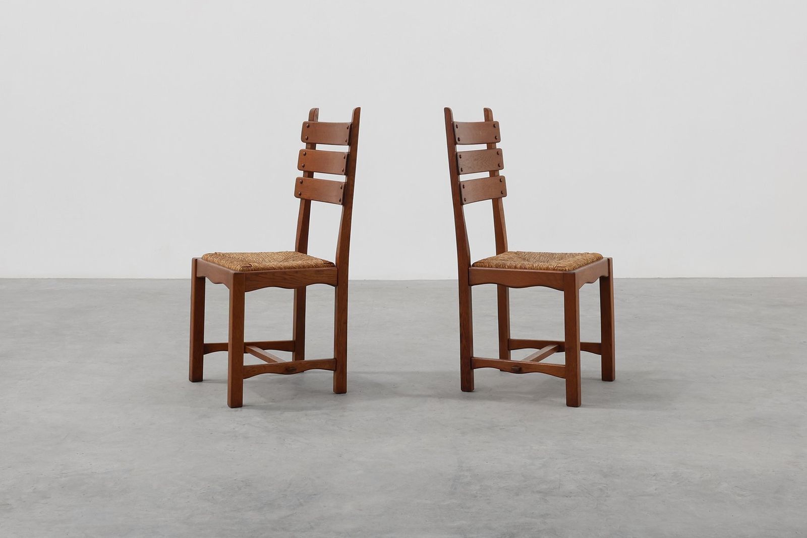 photo for sale Mid Century Modern Brutalist Oak And Wicker Chair, 1960