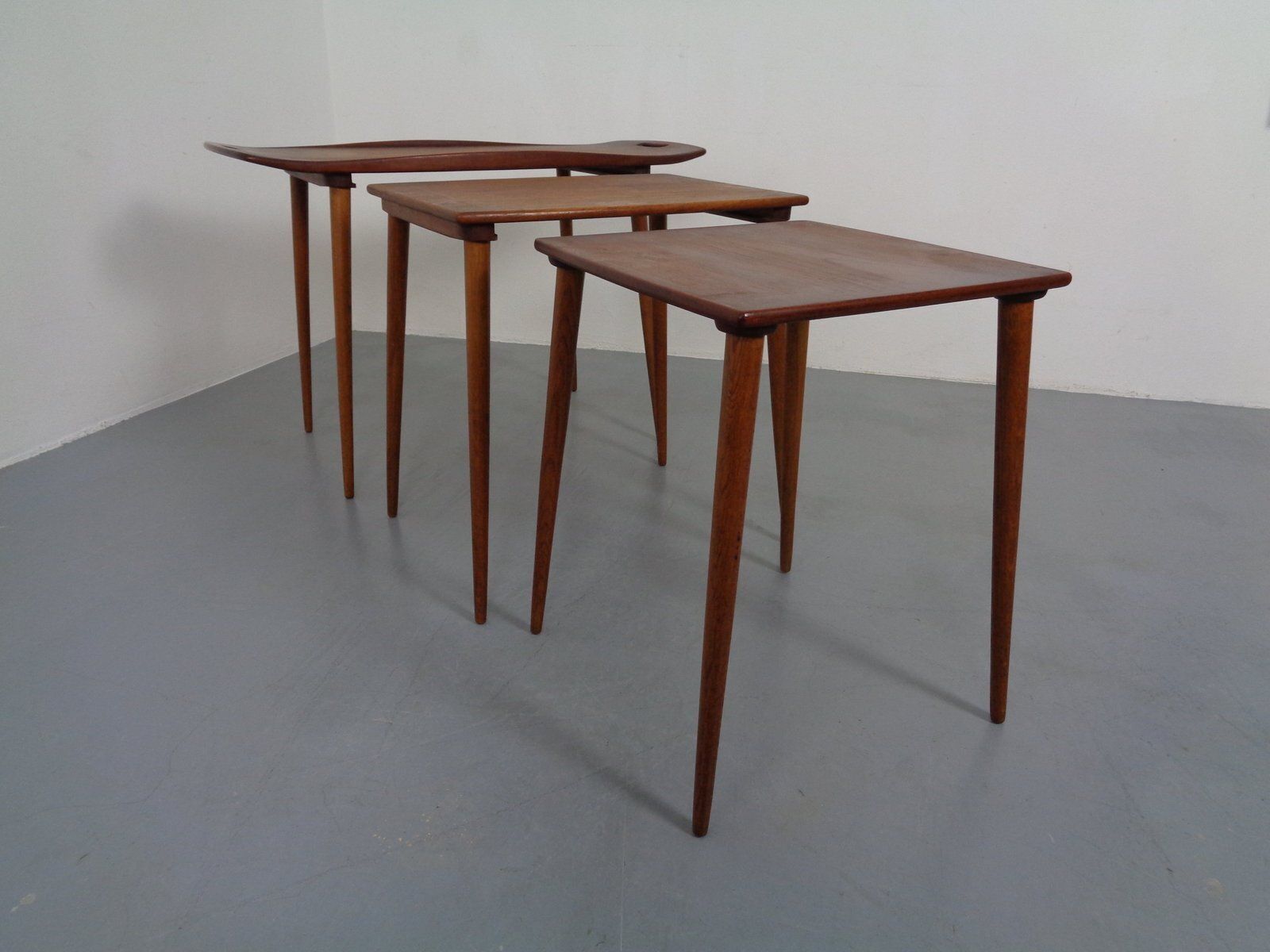 Danish Teak Nesting Tables By Jens Quistgaard For Nissen, 1960s, Set Of 3 photo for sale