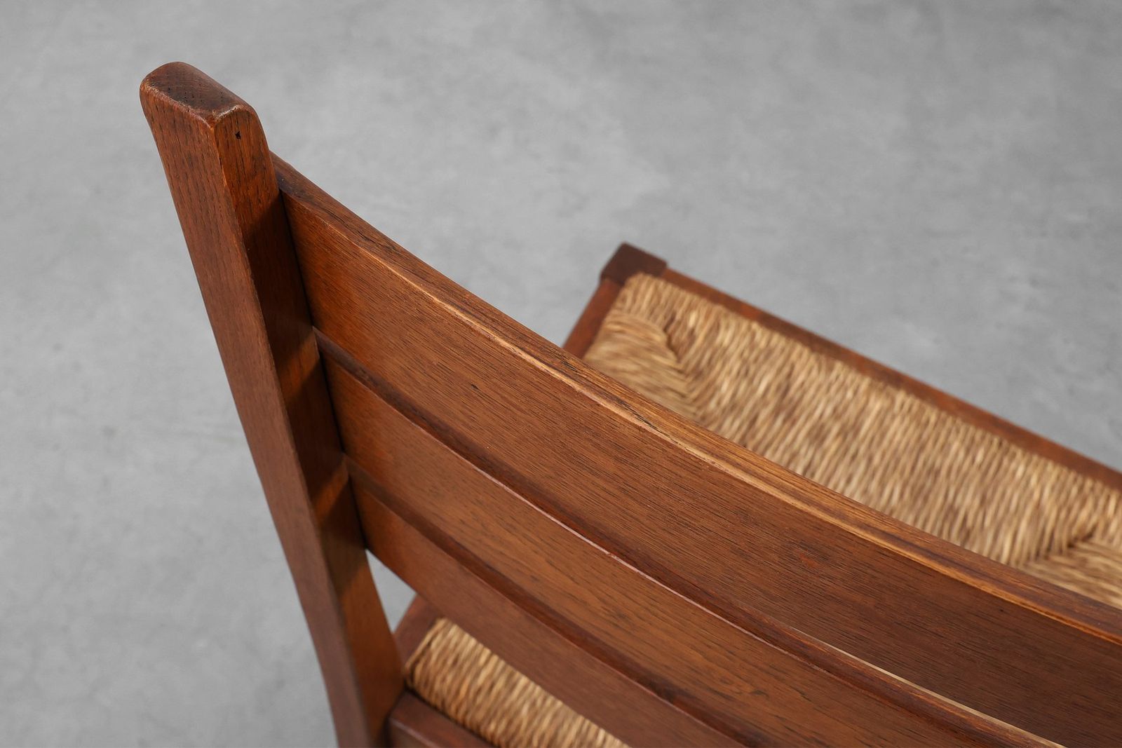 photo vintage Mid Century Modern Belgian Chair In Oak And Wicker, 1960s