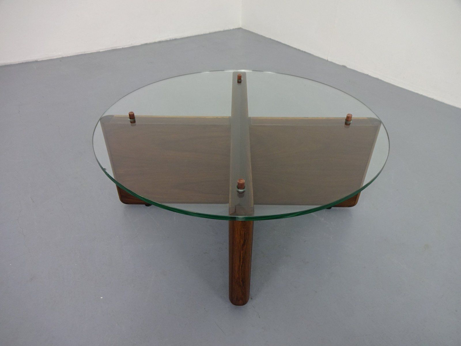 photo for sale Italian Rosewood And Glass Coffee Table, 1960s