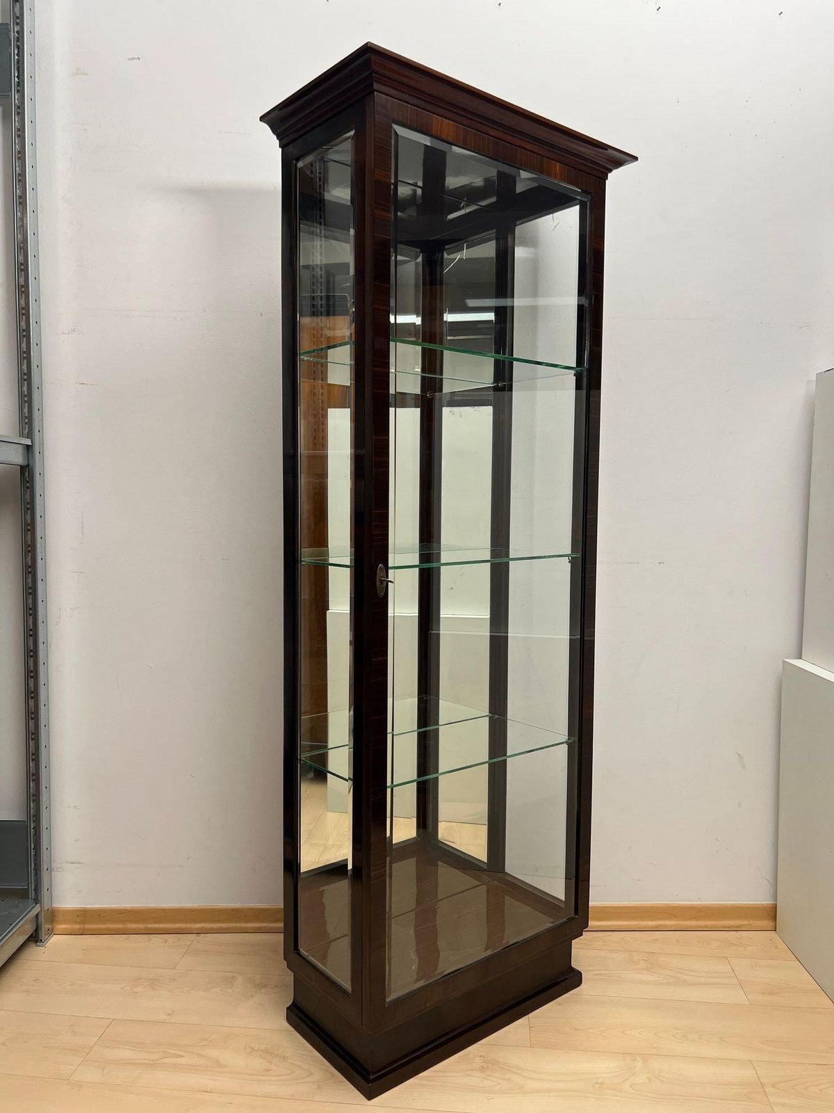 Art Deco Display Cabinet, 3 Sides Glass, Macassar Veneer, France, Circa 1930 photo furniture