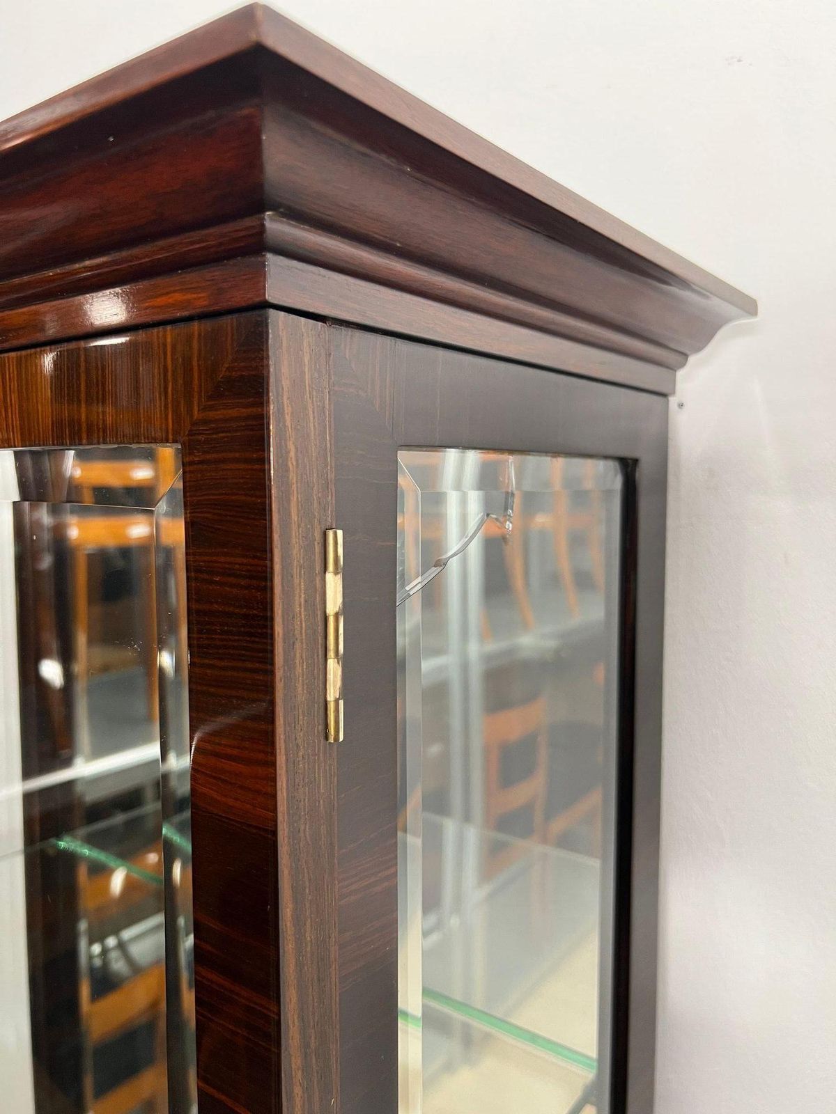 Art Deco Display Cabinet, 3 Sides Glass, Macassar Veneer, France, Circa 1930 photo vintage