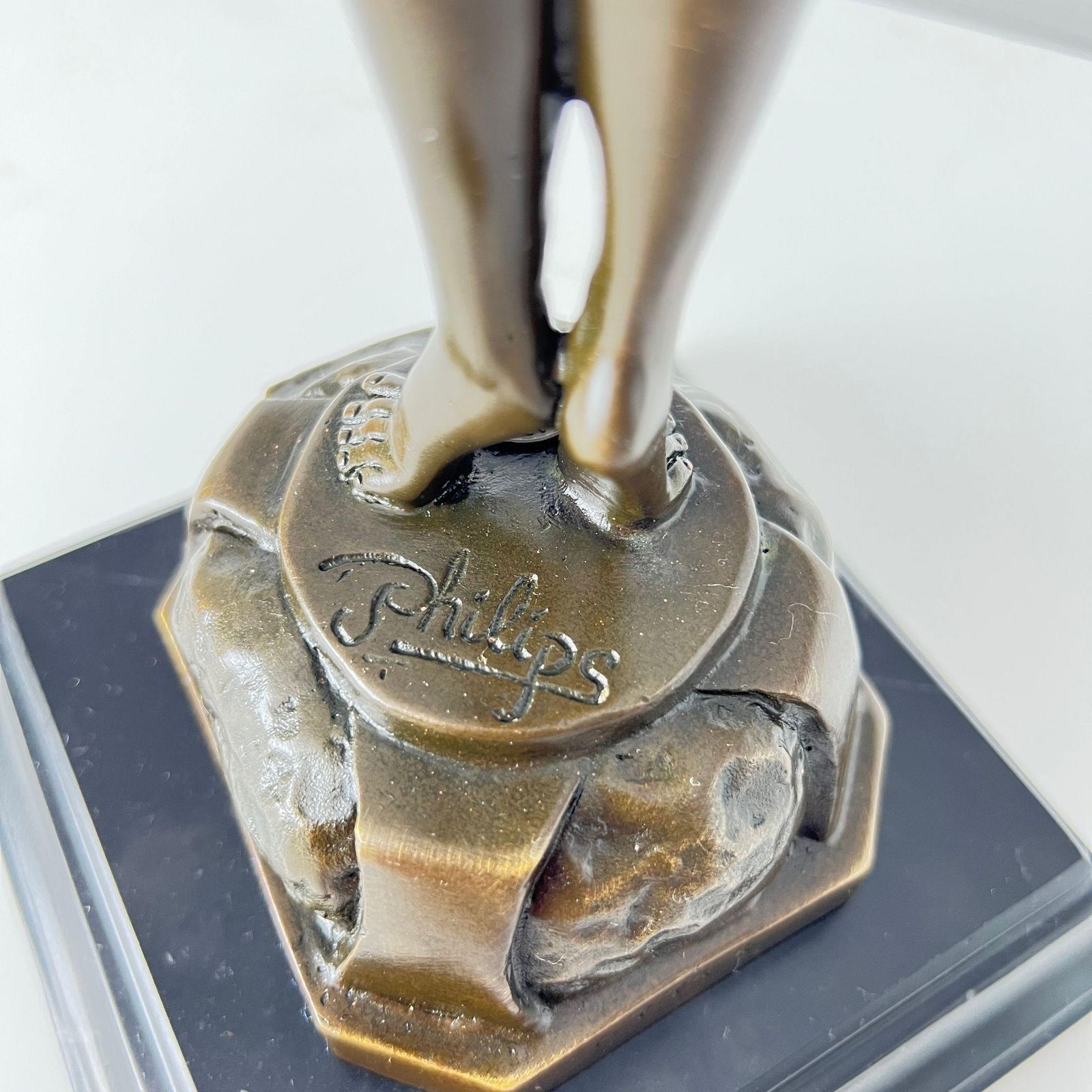 Art Deco Bronze Sculpture Of A Naked Woman, Signed ‘Philips’, Paris, 20th C. photo vintage
