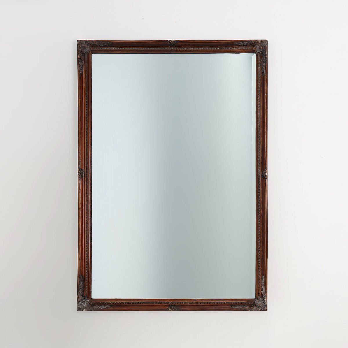 Antique Facet Cut Mirror With Carved Wood Frame, France, 1850s