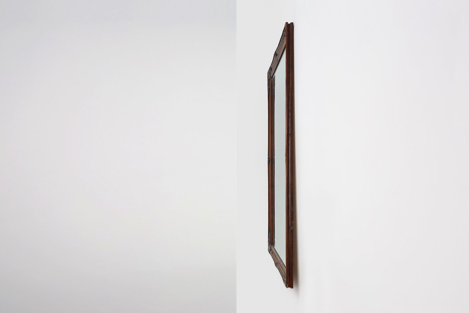 photo for sale Antique Facet Cut Mirror With Carved Wood Frame, France, 1850s