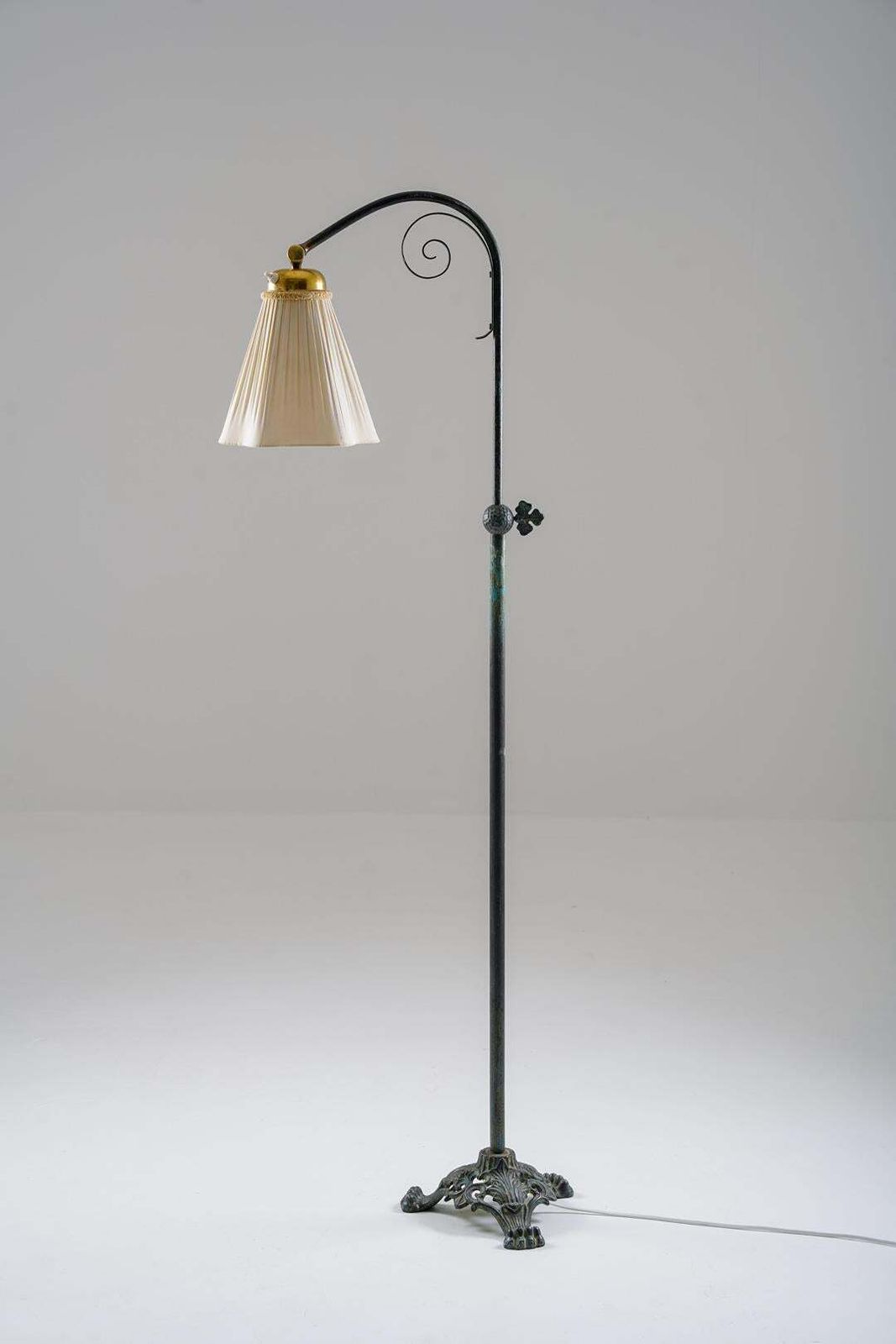 Swedish Floor Lamp In Patinated Brass, 1930s photo for sale