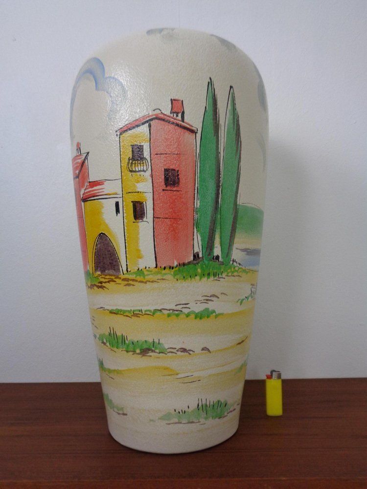Large Hand Painted Ceramic 617 50 Vase From Scheurich Foreign, Germany, 1960s photo furniture