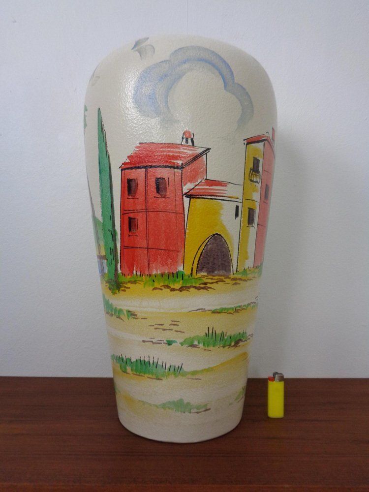 Large Hand Painted Ceramic 617 50 Vase From Scheurich Foreign, Germany, 1960s photo for sale