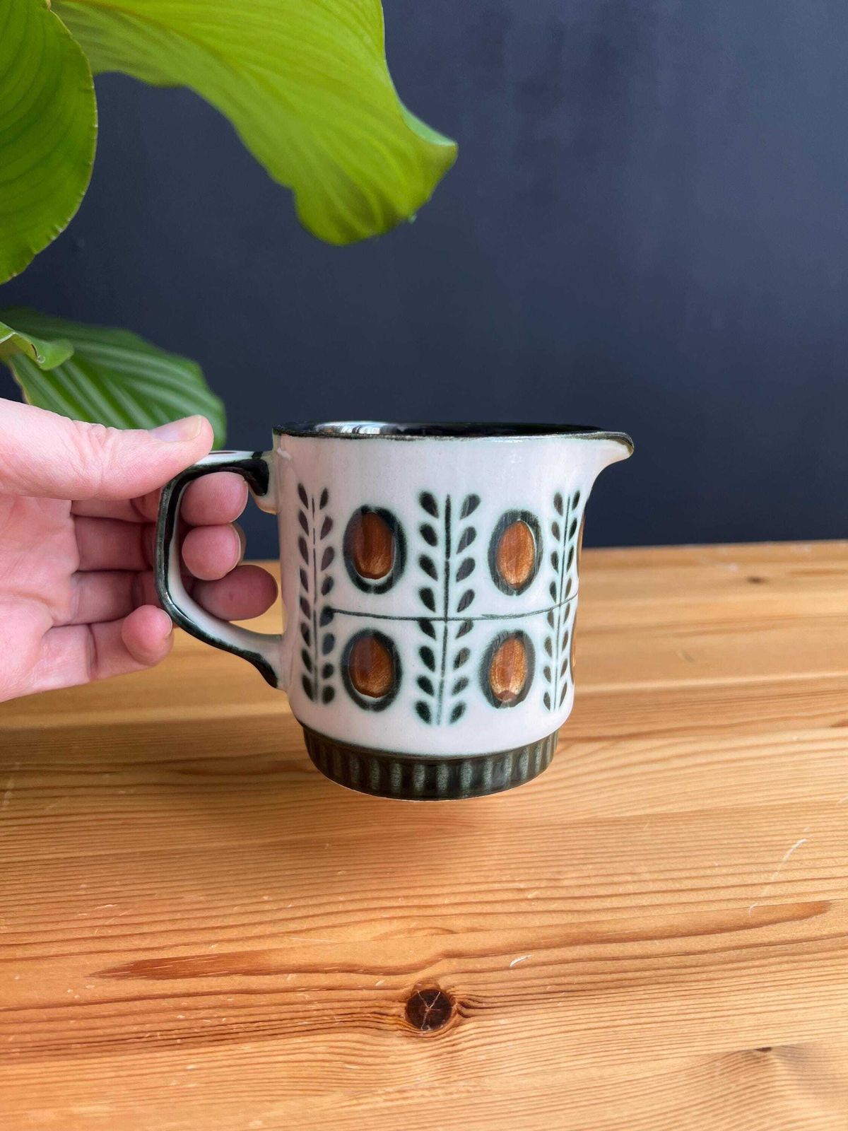 Home Decor Vintage Boch La Louvière Noix Jug   Mid Century Modern 1960s Milk Pitcher photo