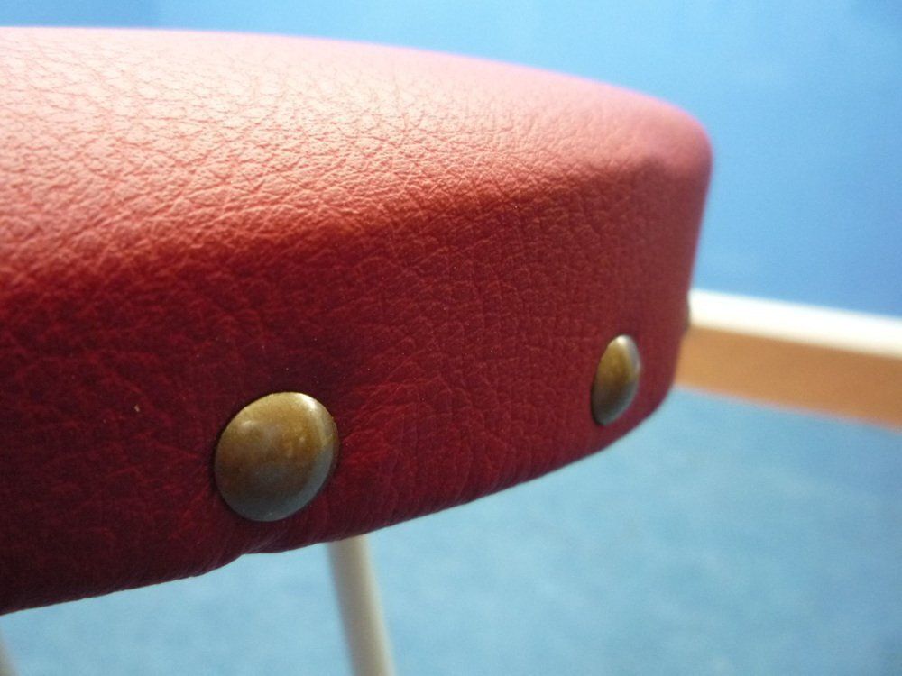 Hand Crafted Metal And Skai Stools From Rohde Berlin, 1950s, Set Of 6 photo vintage