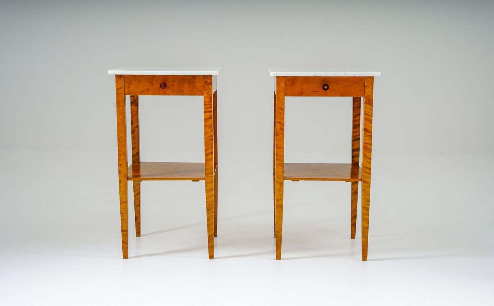 Pair Of Swedish Birch And Marble Bedside Tables photo furniture