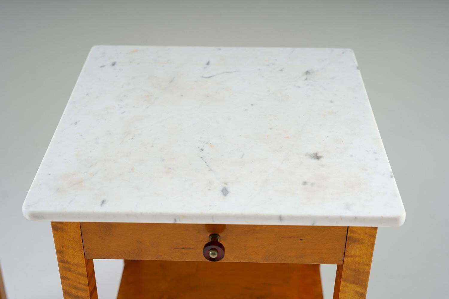 3978.0 Pair Of Swedish Birch And Marble Bedside Tables photo