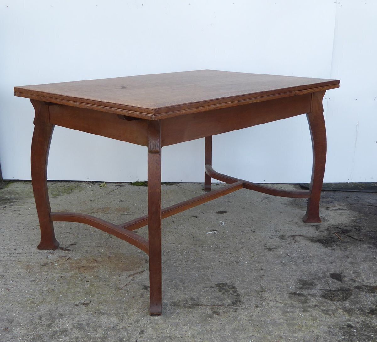 Antique Belgian Art Deco Oak Dining Table By Gustave Serrurier Bovy photo for sale