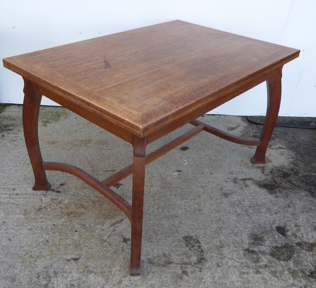 Antique Belgian Art Deco Oak Dining Table By Gustave Serrurier Bovy photo buy