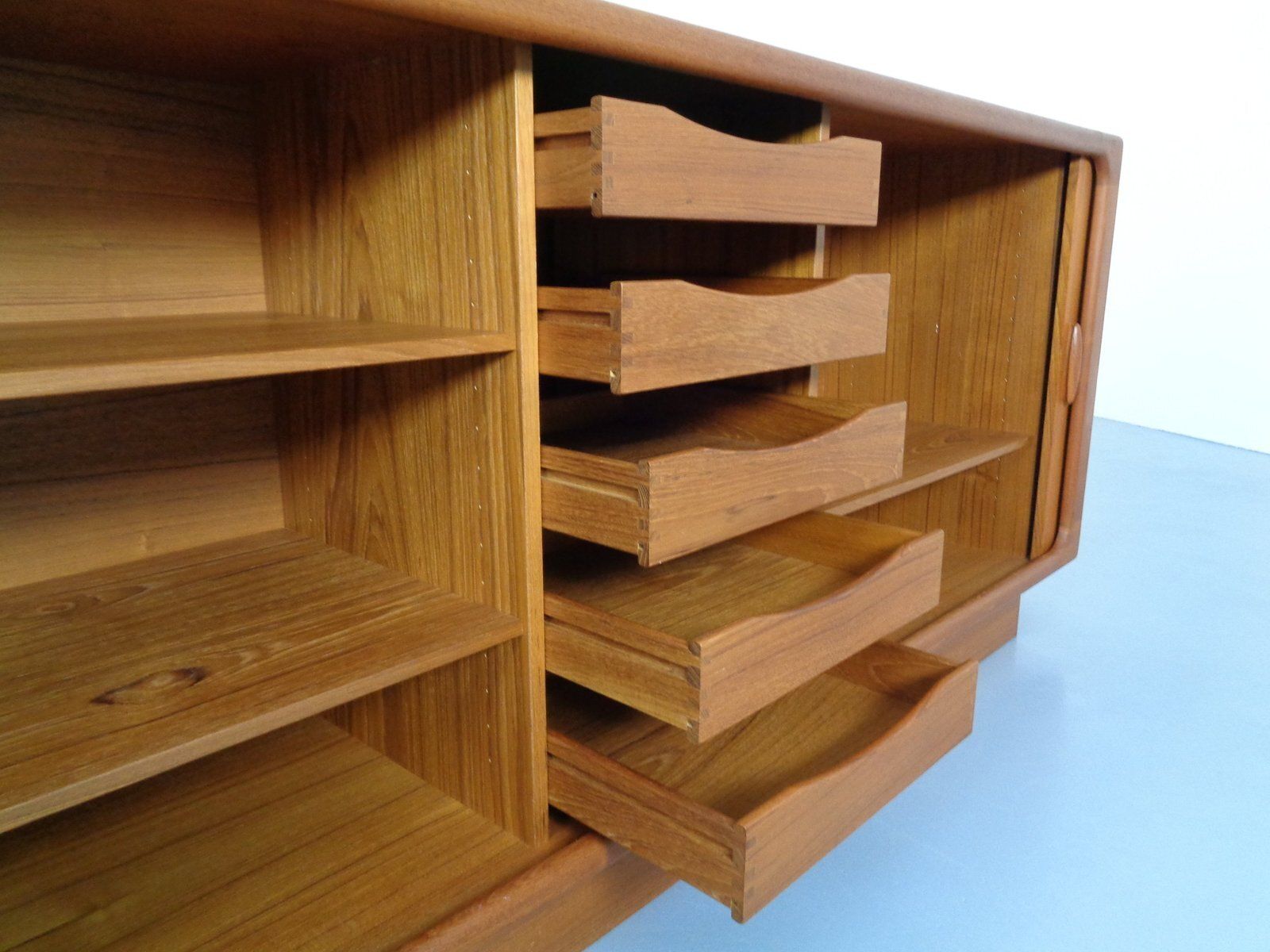 photo vinterior Large Teak Tambour Sideboard From Dyrlund, Denmark, 1970s