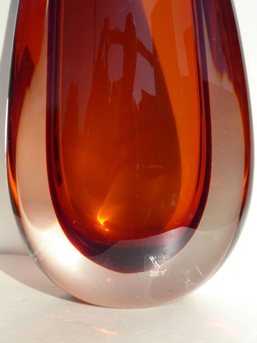 Red Scarabeo Vase By Gino Cenedese, 1990s photo for sale
