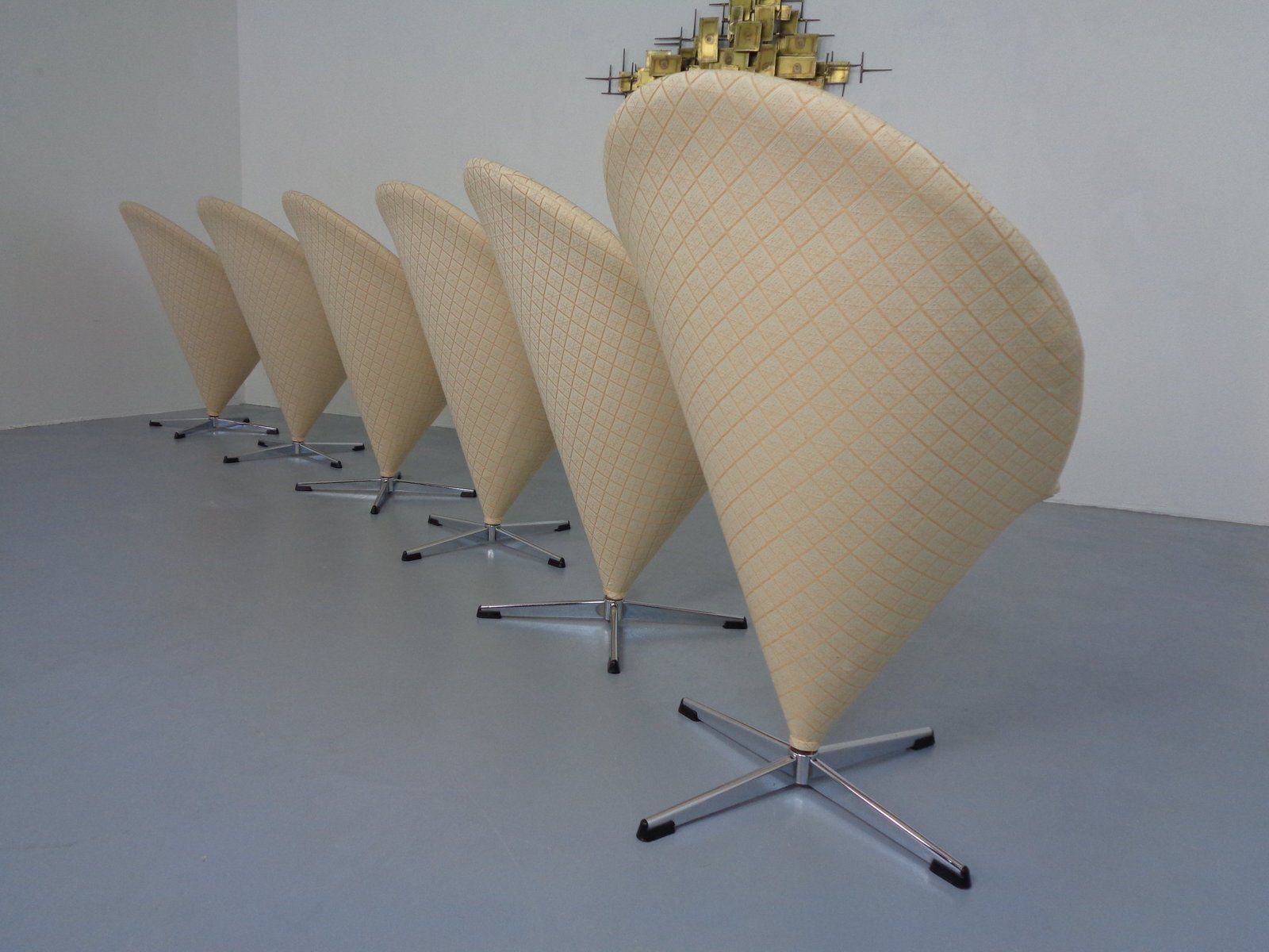 Early Cone Chairs By Verner Panton For Plus Linje, Denmark, 1950s, Set Of 6 photo vinterior
