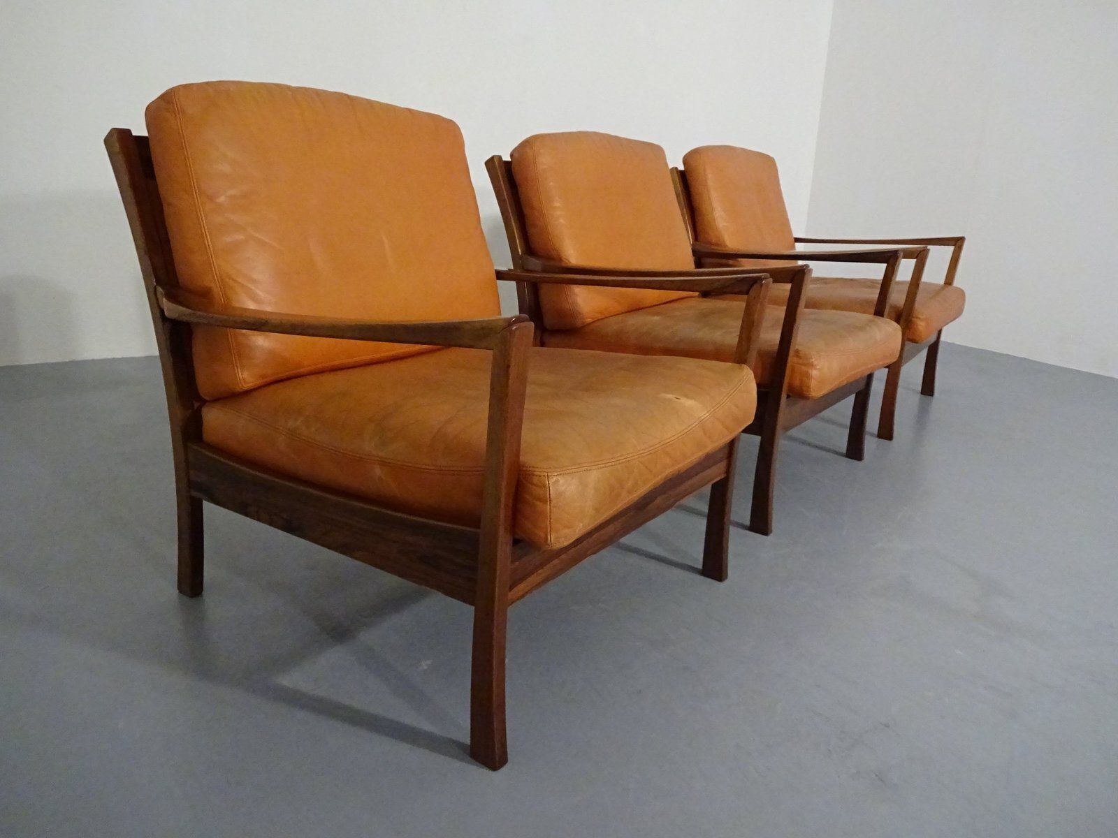 Rosewood And Leather Easy Chair, Denmark, 1960s photo 390.0