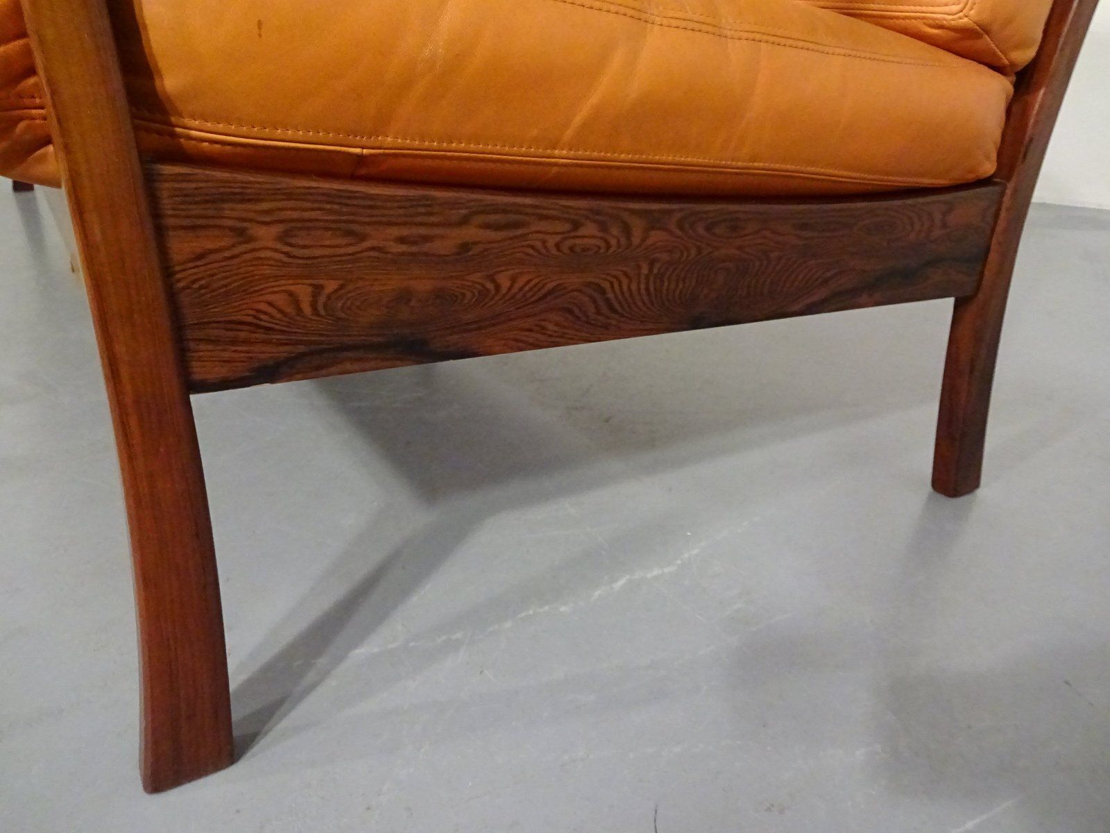 photo vintage Rosewood And Leather Easy Chair, Denmark, 1960s
