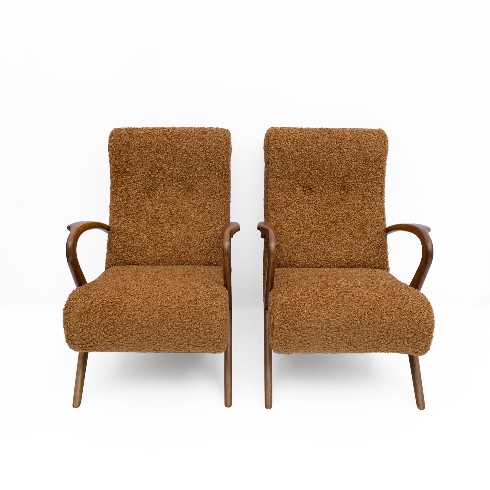 Attribute To Paolo Buffa Mid Century Modern Italian Bouclè Armchairs, Pair photo furniture