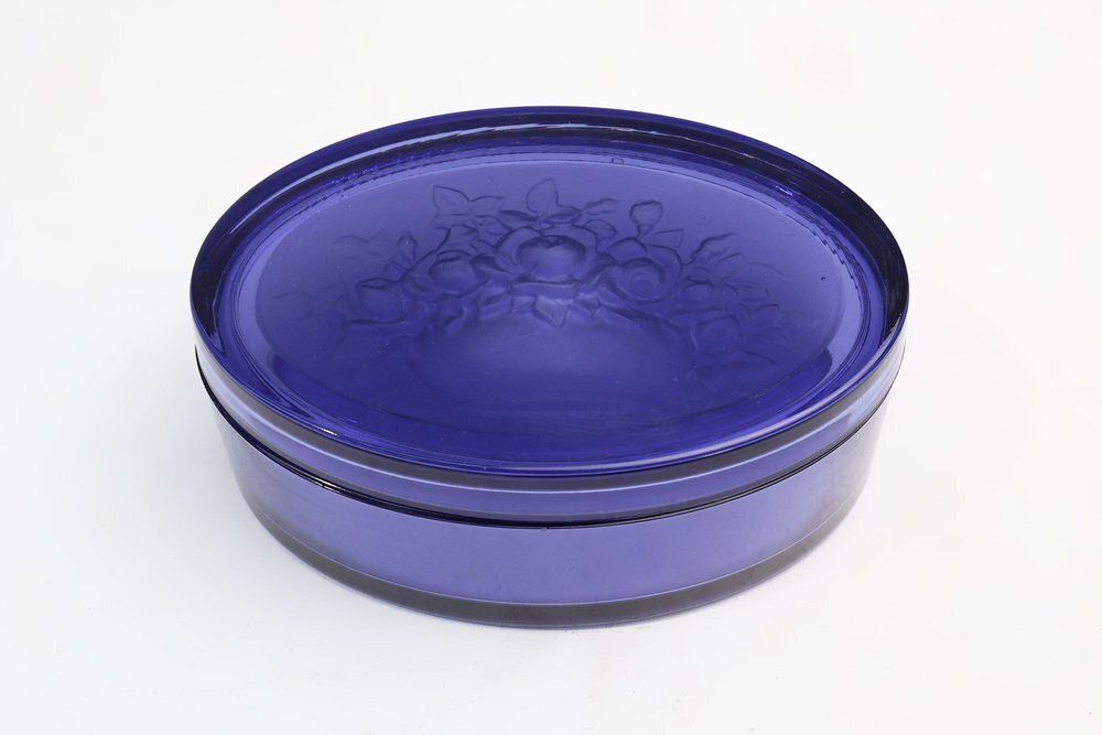 Blue Glass Vide Poche From Val Saint Lambert, Belgium, 1900s photo 833.0