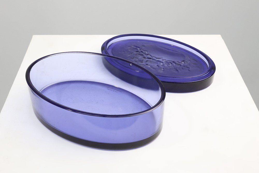 Blue Glass Vide Poche From Val Saint Lambert, Belgium, 1900s photo vinterior