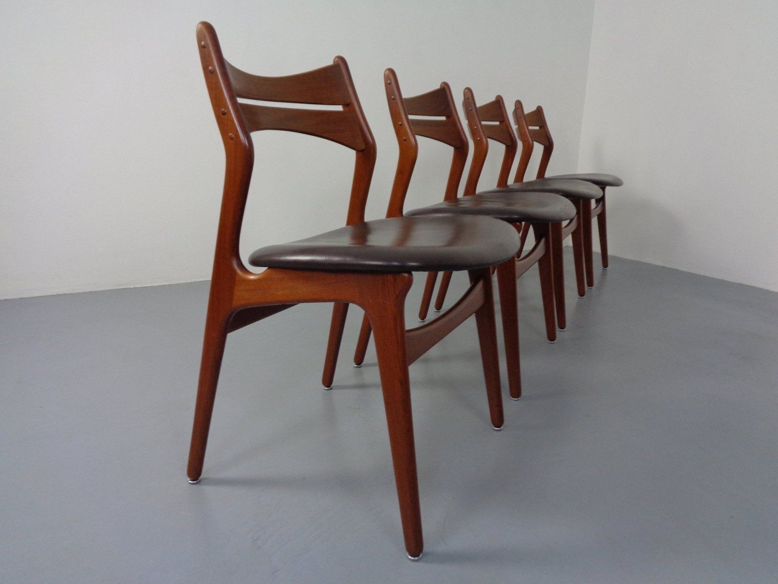Teak & Leather Model 310 Dining Chairs By Erik Buch For Chr. Christensen, Denmark, 1960s, Set Of 4
